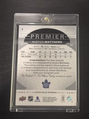 Auston Matthews 17-18 Premier Auto /10 back