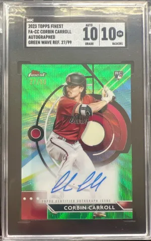 2023 Finest Corbin Carroll Green Wave #/99 Refractor Auto SGC 10/10 front