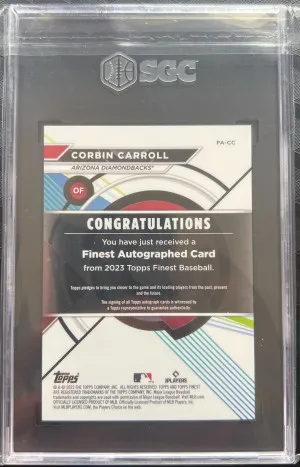 2023 Finest Corbin Carroll Green Wave #/99 Refractor Auto SGC 10/10 back