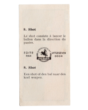 1933 Jacques Chocolat Les Sports Illustres Serie S Type 2 #8 Basketball Card (Belgium) back