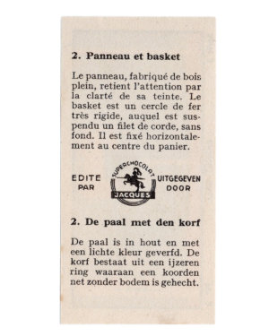 1933 Jacques Chocolat Les Sports Illustres Serie S Type 2 #2 Basketball Card (Belgium) back