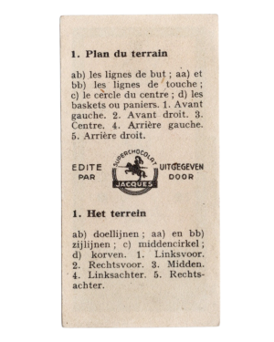 1933 Jacques Chocolat Les Sports Illustres Serie S Type 2 #1 Basketball Card (Belgium) back