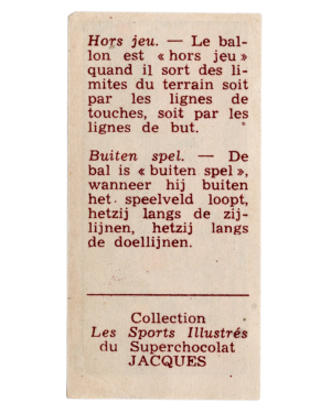 1933 Jacques Chocolat Les Sports Illustres Serie S Type 1 #17 Basketball Card (Belgium) back