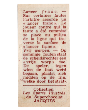 1933 Jacques Chocolat Les Sports Illustres Serie S Type 1 #16 Basketball Card (Belgium) back