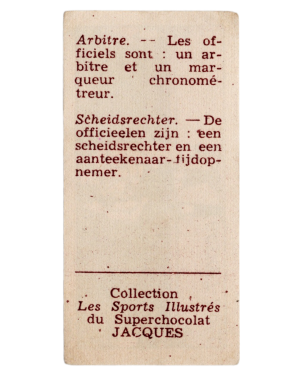 1933 Jacques Chocolat Les Sports Illustres Serie S Type 1 #4 Basketball Card (Belgium) back