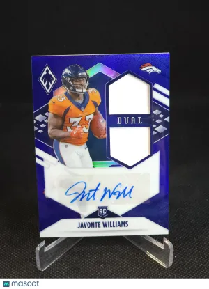 2021 Panini Phoenix Javonte Williams Dual Patch Auto Blue /25 #RAD-JWI front