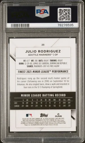 2022 Topps Finest Julio Rodriguez #23 PSA 10 back