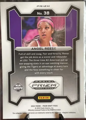 Angel Reese RC Silver Prizm Parallel - 2024 Prizm Draft Picks Rookie Card #38 back