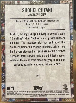 2020 Topps Archives Shohei Ohtani #306 Showtime Nickname Insert Angels back