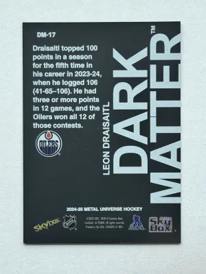 2024 -25 Metal Universe Leon Draisaitl Dark Matter back