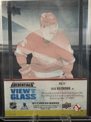 Lucas Raymond View From The Glass Rookie 21-22 Credentials back