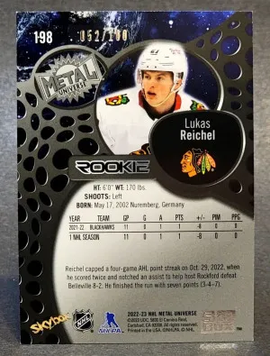 2022-23 Skybox Metal Universe  PMG  Lukas Reichel/100 back