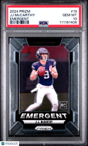 2024 Panini Prizm Emergent JJ Mccarthy #19 PSA 10 front