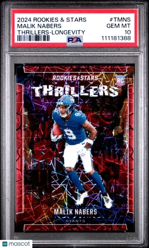 2024 Panini Rookies & Stars Thrillers Malik Nabers Longevity #TMNS PSA 10 front
