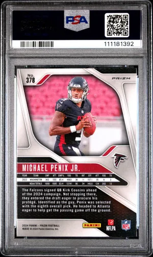 2024 Panini Prizm Michael Penix JR. Lazer #378 PSA 9 back