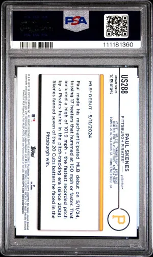 2024 Topps Update Paul Skenes #US288 PSA 10 back