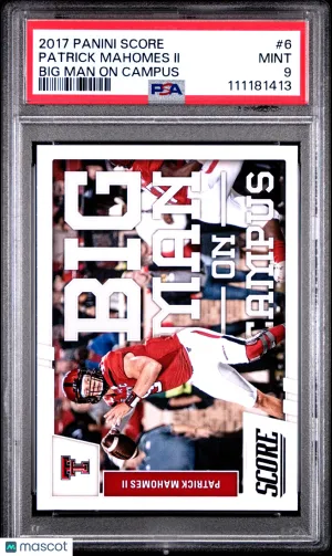 2017 Panini Score Big Man On Campus Patrick Mahomes II #6 PSA 9 front