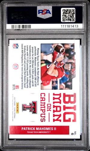 2017 Panini Score Big Man On Campus Patrick Mahomes II #6 PSA 9 back