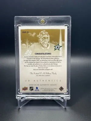 2022-23 SP Authentic Jake Oettinger UD Authentics Patch Auto /49 back