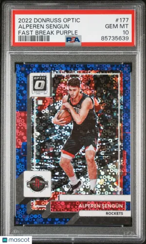 2022 Panini Donruss Optic Alperen Sengun Fast Break Purple /99 #177 PSA 10 front