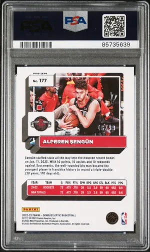 2022 Panini Donruss Optic Alperen Sengun Fast Break Purple /99 #177 PSA 10 back