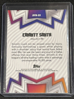 2024 Topps Finest Dynamos Emmitt Smith 001/125 Purple back