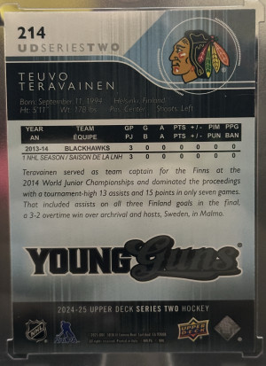 Teuvo Teravainen Young Guns UD Exclusive /100 back