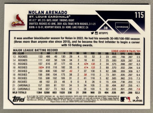 2023 Topps Chrome Gold Refractor /50 Nolan Arenado #115 St. Louis Cardinals back
