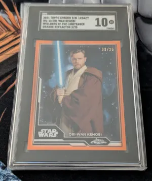2021 Topps Chrome Star Wars Legacy - Wielders Of The Lightsaber - Obi-Wan Kenobi - Orange /25 SGC 10 front