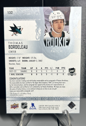 Thomas Bordeleau, 2022-23 The Cup, RPA /249 back