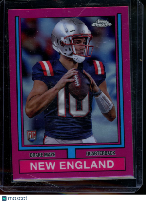 2024 Topps Chrome Drake Maye #74TF-3 Pink RC Football front