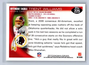 2010 Topps Trent Williams #225 back