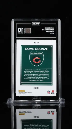 #15 Rome Odunze 2024 Donruss Downtown! Gold Serial#/10 Gem Mint 10 back
