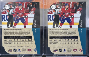 Lane Hutson 24-25 Series 2 Die Cut Rookie Card Red And Gold back