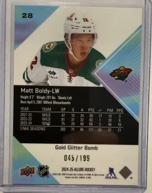 2024-25 Allure Matt Boldy Gold Glitter Bomb #/199 back
