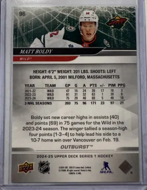 2024-25 Series 1 Matt Boldy Red Outburst #/25 back