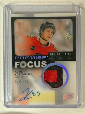 2023-24 Premier Kevin Korchinski Premier Focus Patch Auto #/175 front