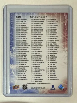 2024-25 UD Series 2 Nathan MacKinnon / Auston Matthews Silver Outburst Checklist back