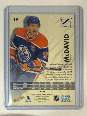 2024-25 Metal Universe Connor McDavid Z Force RAVE #/399 back