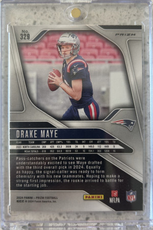 Drake Maye 2024 Panini Prizm Green Pulsar Rookie back