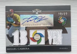 2010 Topps Triple Threads Miguel Cabrera Auto Sepia Venezuela  BCAR6 front