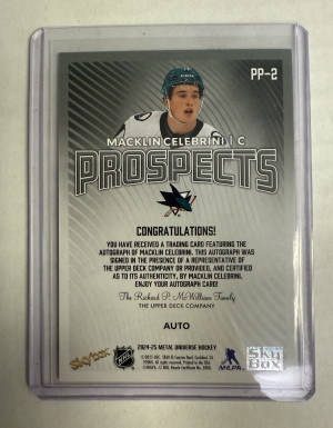 2024-25 UD Metal Universe Macklin Celebrini Prospects Autograph back
