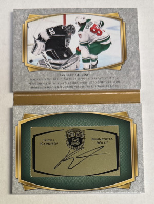 2021-22 The Cup Kirill Kaprizov Auto Player Plaque Booklet #/25 front
