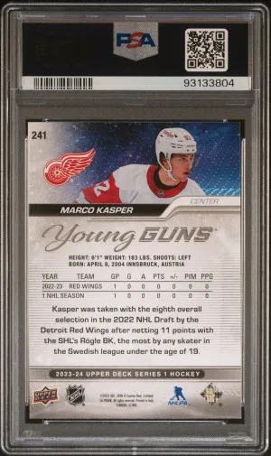 2023 Upper Deck Marco Kasper Speckled Rainbow Foil back