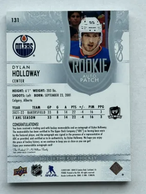 2023-24 The Cup Rookie Auto Patch Dylan Holloway /249 back