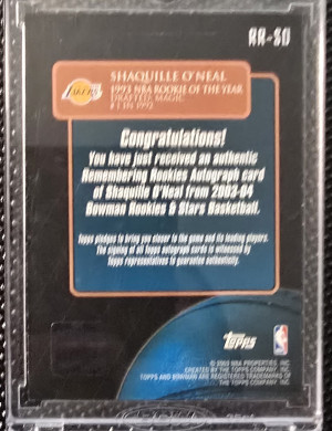 Shaquille O'neal 2003 Bowman On Card Auto back