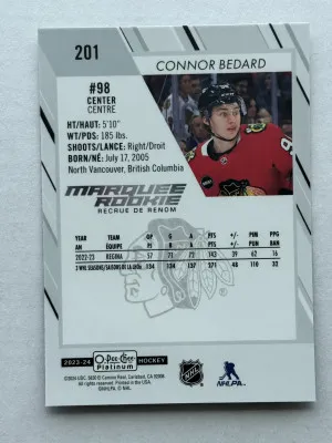 2023-24 O-Pee-Chee Platinum Marquee Rookie Connor Bedard back