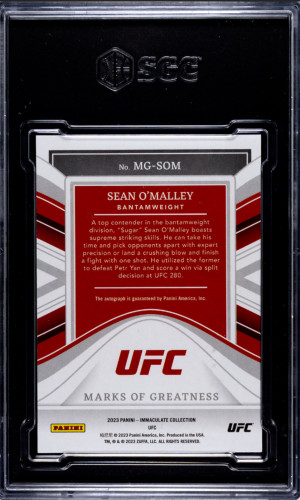 2023 Panini Immaculate UFC Marks Of Greatness Autograph Sean O’Malley back