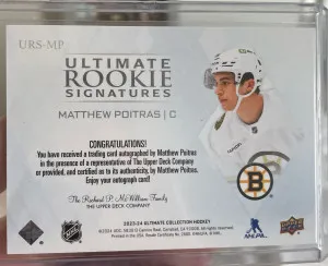 23-24 Ultimate Rookie Signatures URS-MP Matthew Poitras back