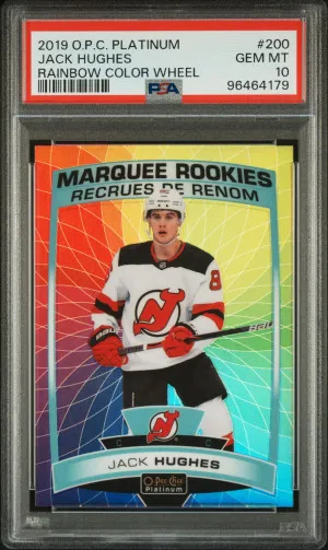 2019 O-Pee-Chee Platinum Jack Hughes Rainbow Color Wheel front